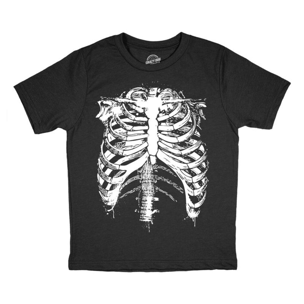 Youth Ribcage T Shirt Funny Halloween Skeleton Ribs Tee For Kids
